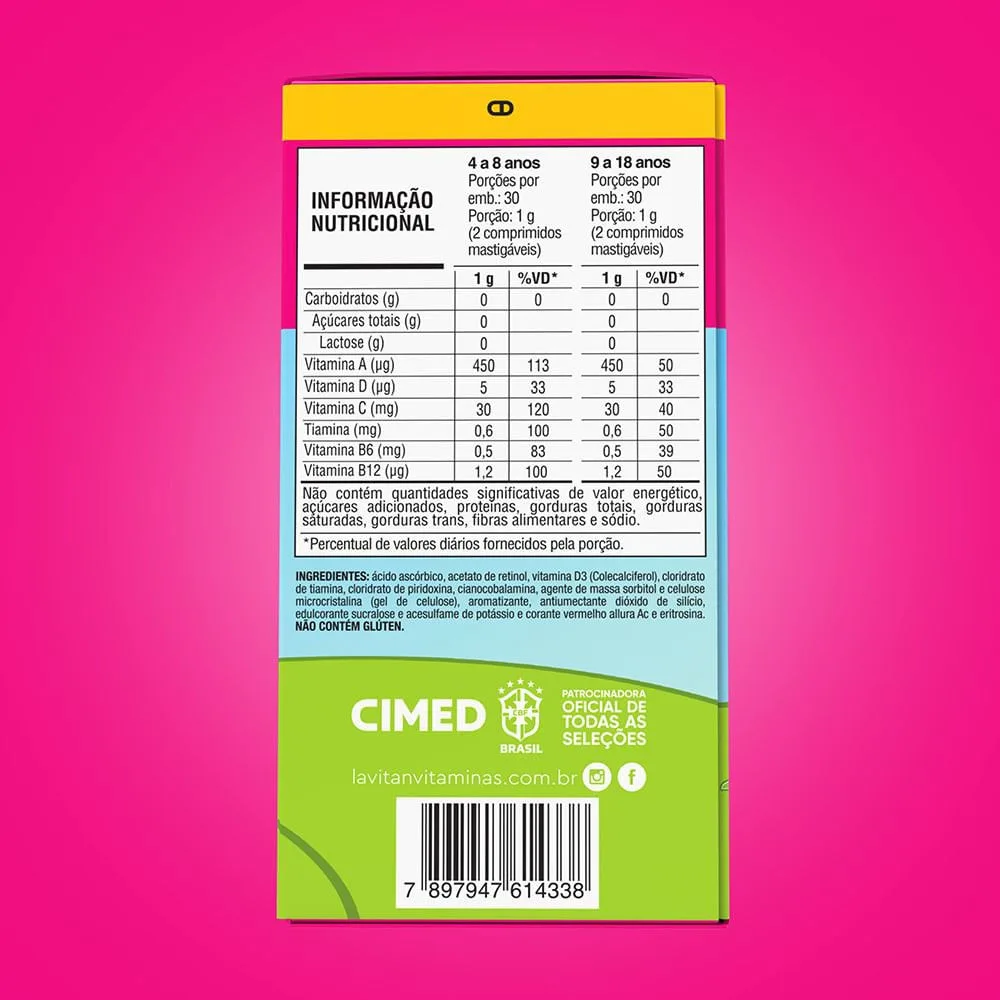Vitamina Infantil Mastigável Tutti-Frutti Lavitan Patati Patatá 60 Comprimidos