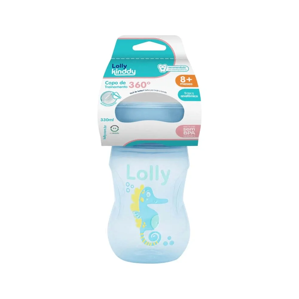 Copo de Transição Lolly Oceano 360 +8 meses Antivazamento Azul 330ml 1 Unidade