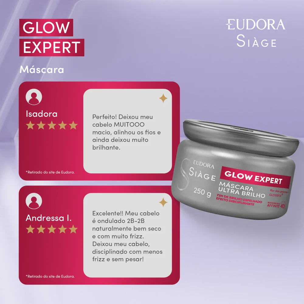 Máscara Capilar Eudora Siàge Glow Expert Ultra Brilho 250g