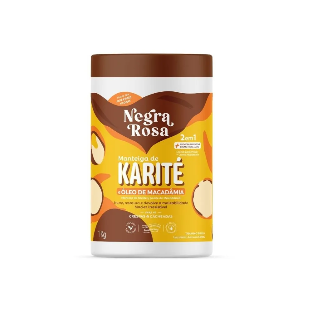 Creme Para Pentear Negra Rosa 2 Em 1 Manteiga De Karité 1kg