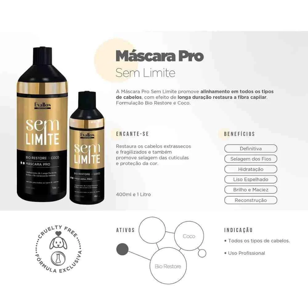 Évallos Profissional - Kit Shampoo Antirresíduo Detox + Máscara Progressiva 2x1000ml