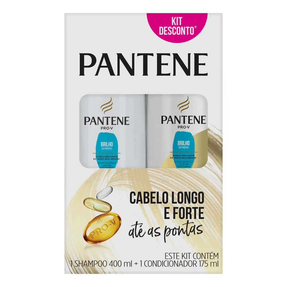 Kit Shampoo Pantene Pro-V Brilho Extremo 400ml 1 Unidade + Condicionador Pantene Pro-V Brilho Extremo 175ml 1 Unidade