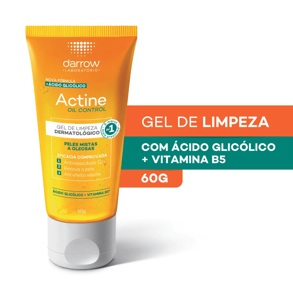 Gel de Limpeza Facial Darrow Actine Oil Control Peles Mistas a Oleosas 60g