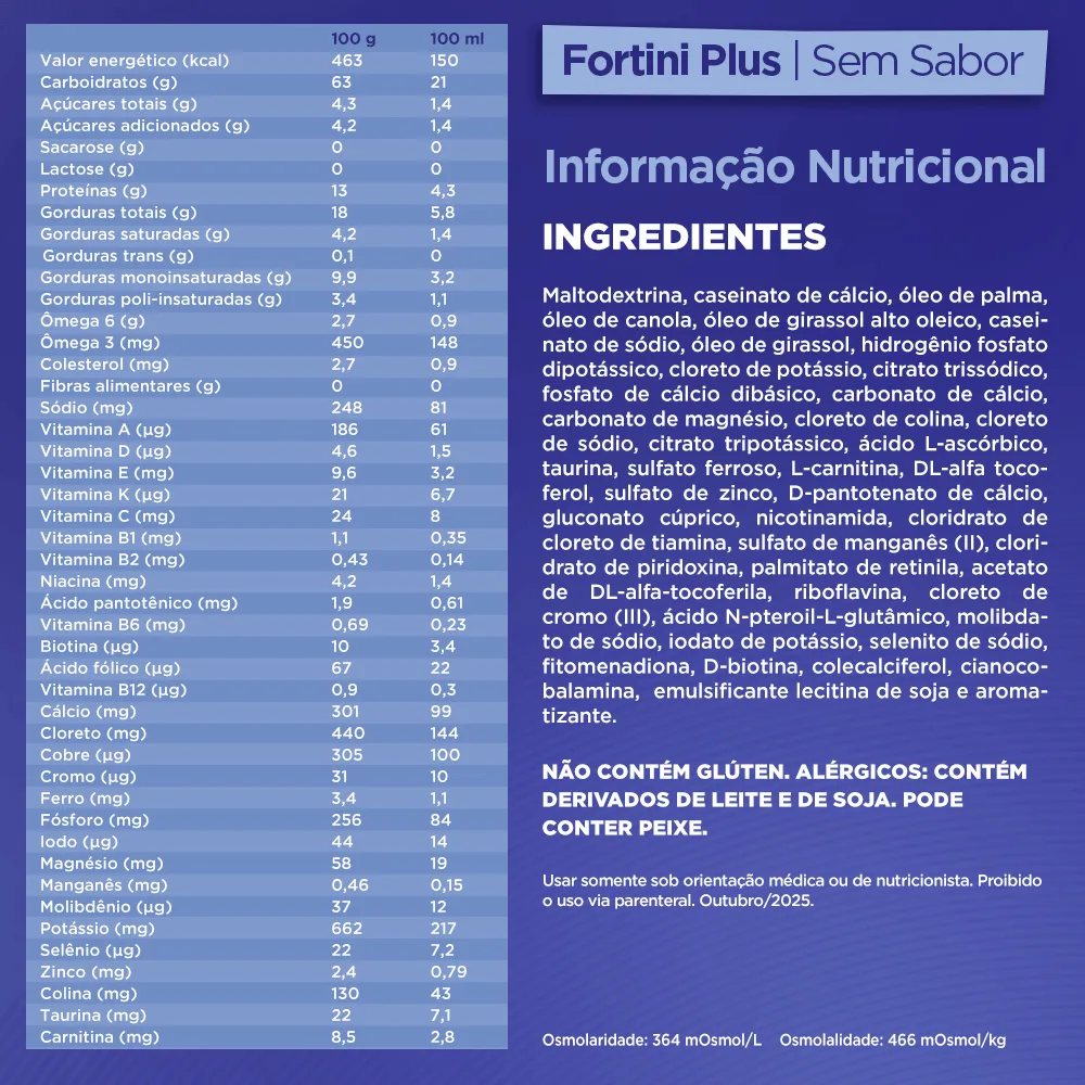 Suplemento Alimentar Infantil Fortini Plus Sabor Sem Sabor 400g