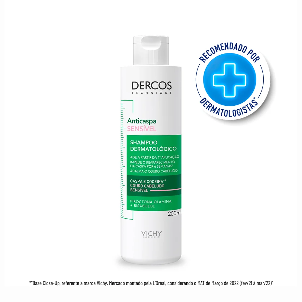 Shampoo Anticaspa Vichy Dercos Dermatológico Couro Cabeludo Sensível 200ml