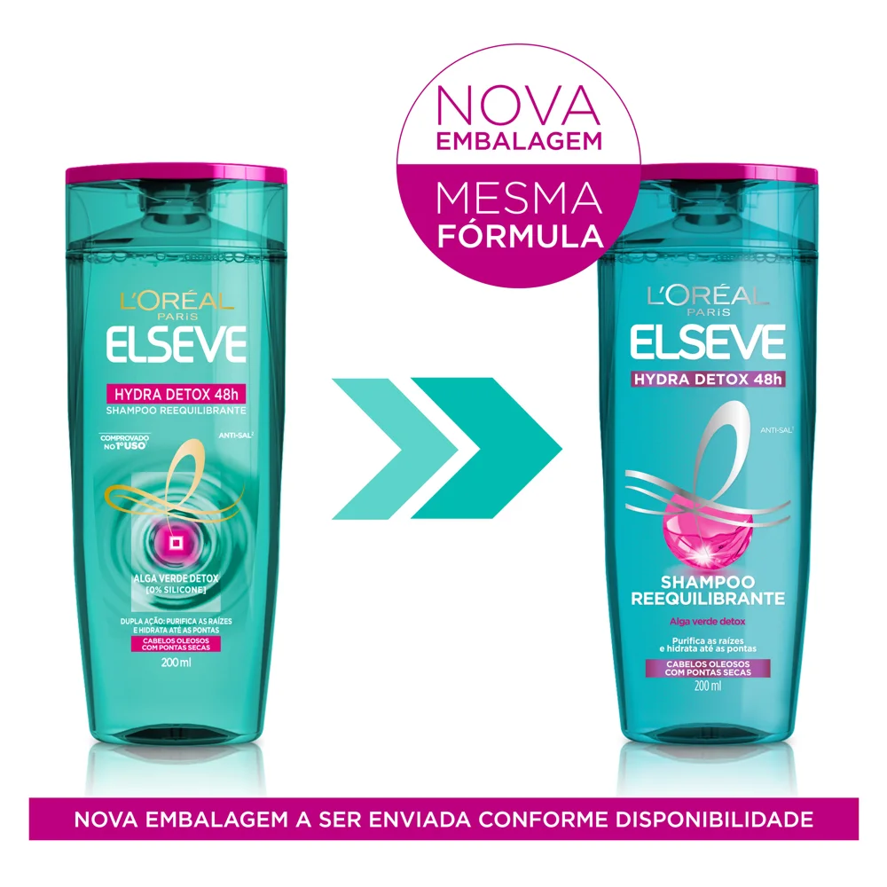 Shampoo Elseve Hydra Detox 48h Requilibrante 200ml