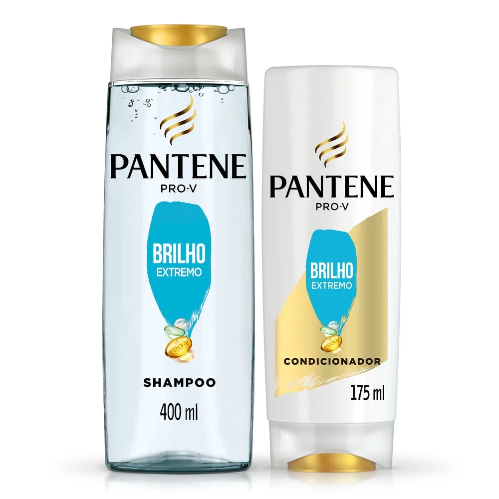 Kit Shampoo Pantene Pro-V Brilho Extremo 400ml 1 Unidade + Condicionador Pantene Pro-V Brilho Extremo 175ml 1 Unidade
