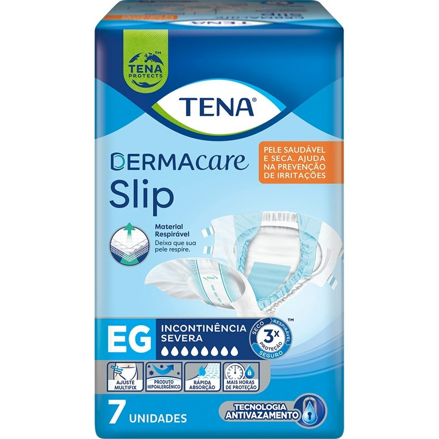 Fralda Geriátrica Unissex Tena Dermacare Slip Eg - 7 Unidades