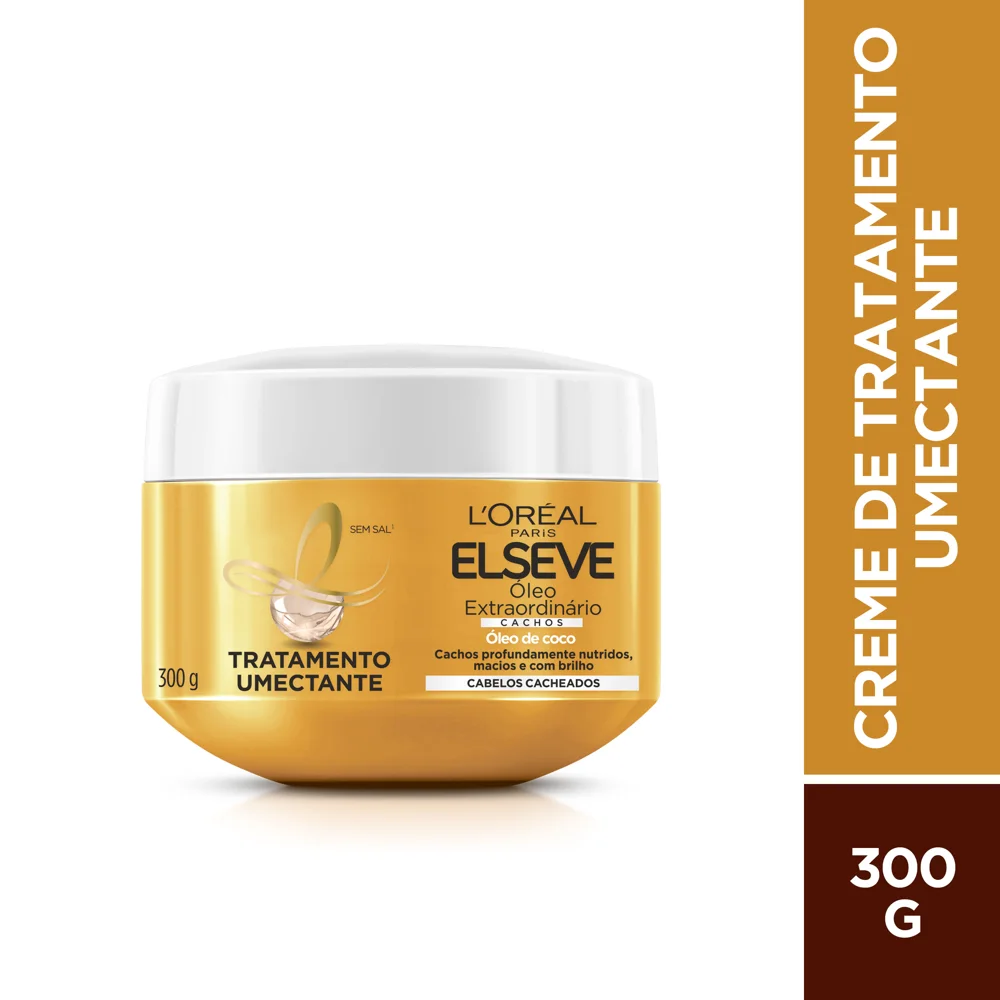 Creme de Tratamento Capilar Elseve Óleo Extraordinário Cachos Umectação 300ml