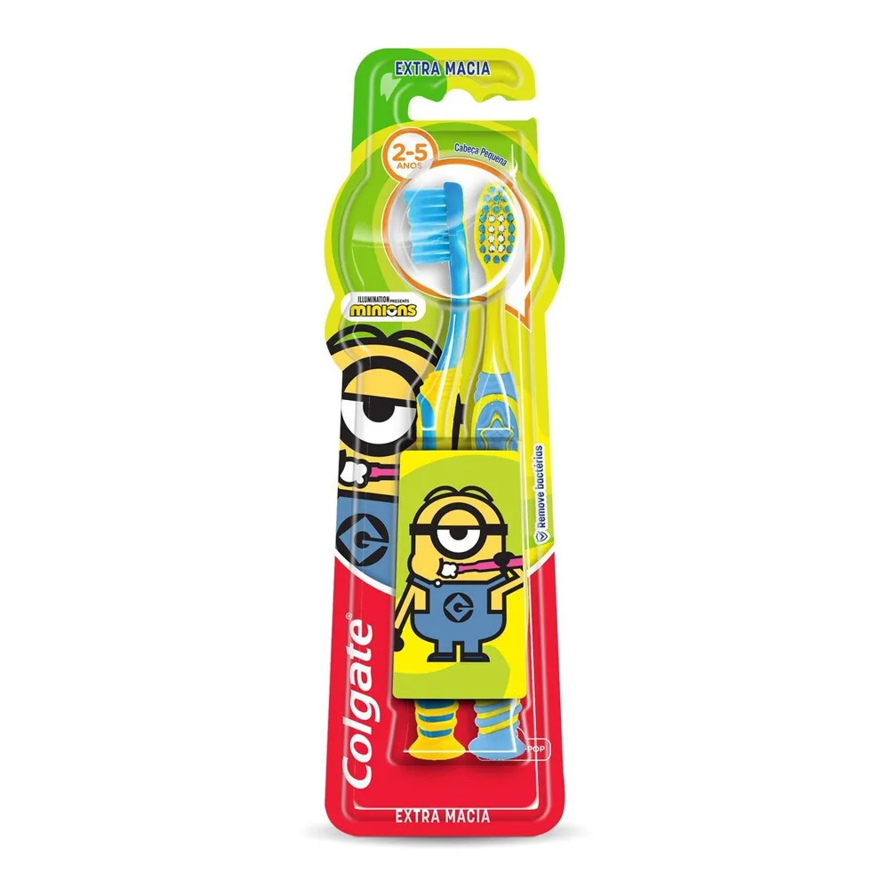 Escova Dental Infantil Colgate Smiles Minions Cerdas Extra Macias 2 a 5 anos 2 Unidades