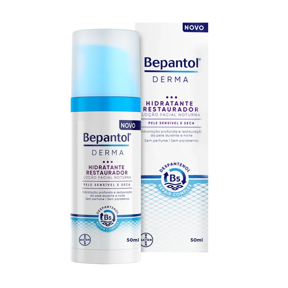Loção Facial Bepantol Derma Hidratante Restaurador Noturna 50ml