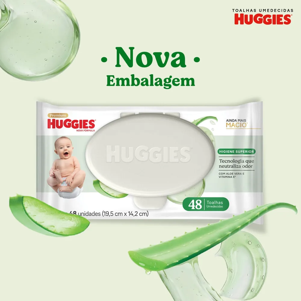 Lenços Umedecidos Huggies Higiene Superior Limpam 2x Mais 48 Unidades