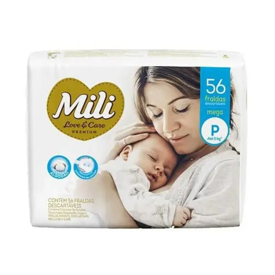 Fralda Mili Love&Care Premium Mega P - 56 Unidades