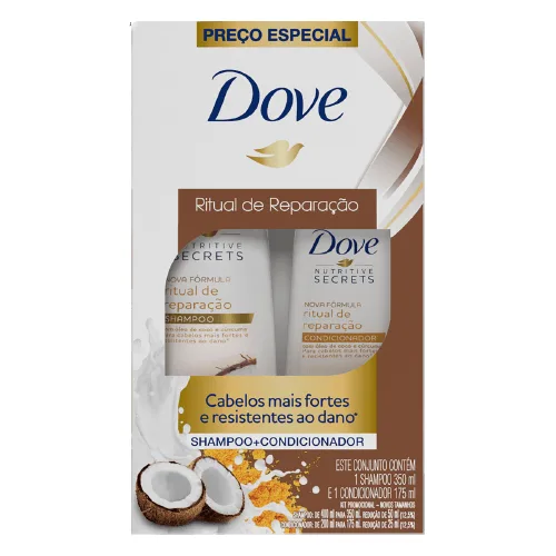 Kit Shampoo Dove Ritual de Reparação 350ml 1 Unidade + Condicionador Dove Ritual de Reparação 175ml 1 Unidade