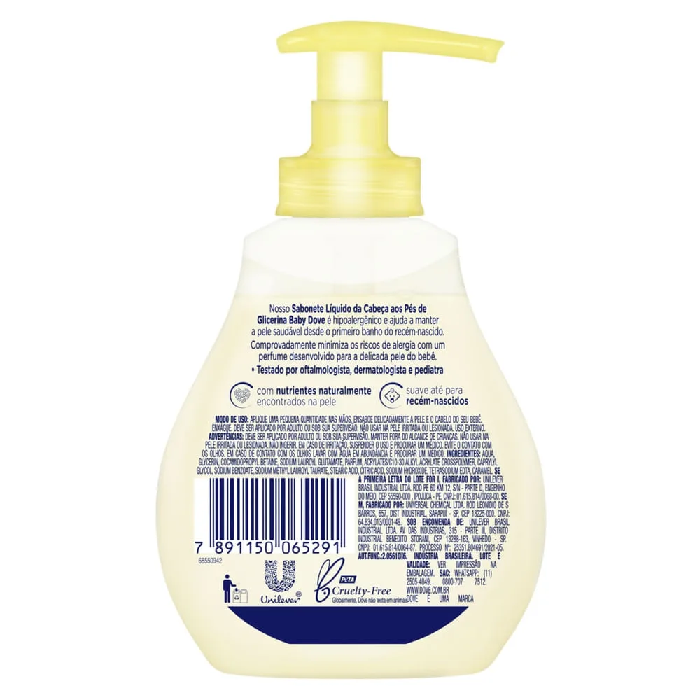 Sabonete Líquido Infantil Baby Dove Hidratação Glicerinada Recém-Nascido 200ml