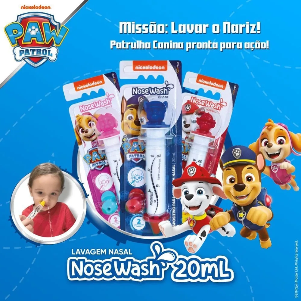 Dispositivo de Lavagem Nasal Nosewash Patrulha Canina Marshall 20ml + 2 Adaptadores