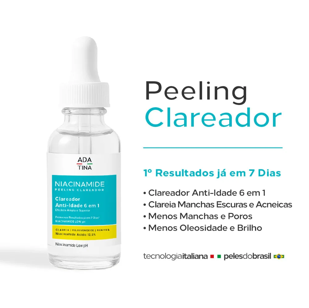 Sérum Clareador Anti-idade AHA e BHA Niacinamide Peeling 30ml