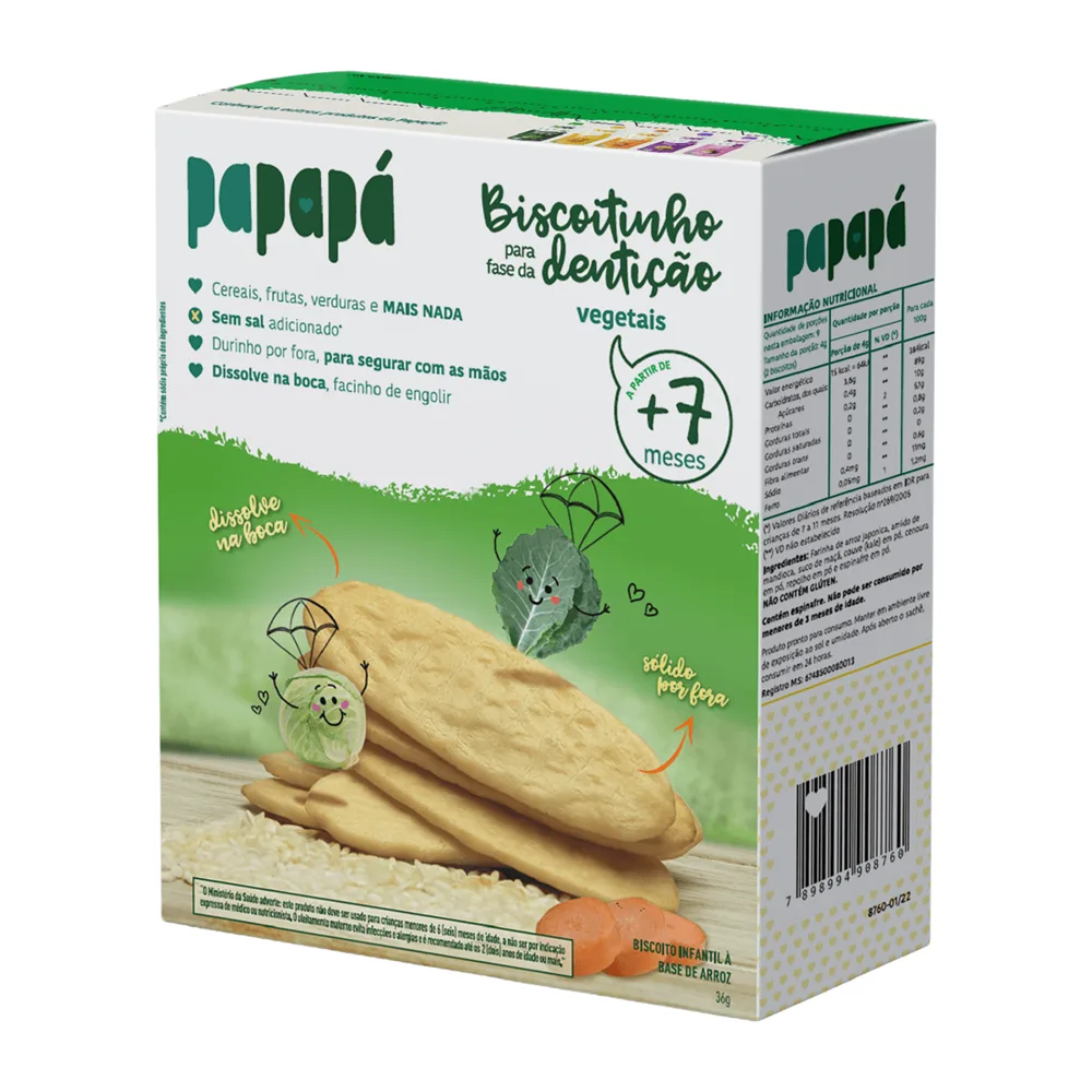 Biscoito Infantil Papapá Orgânica Sabor Vegetais para Dentição +6 meses 36g