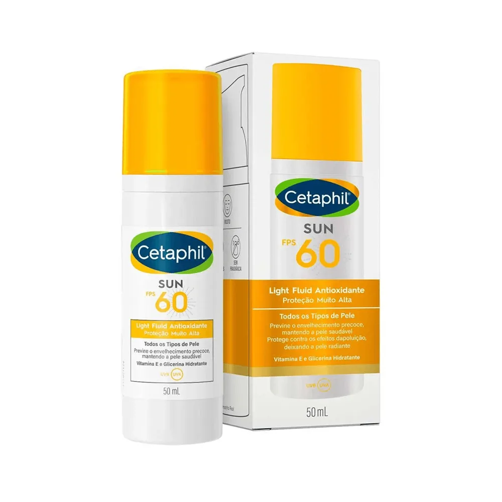 Protetor Solar Facial Cetaphil Sun Light Fluid FPS60 Antioxidante Sem Cor 50ml