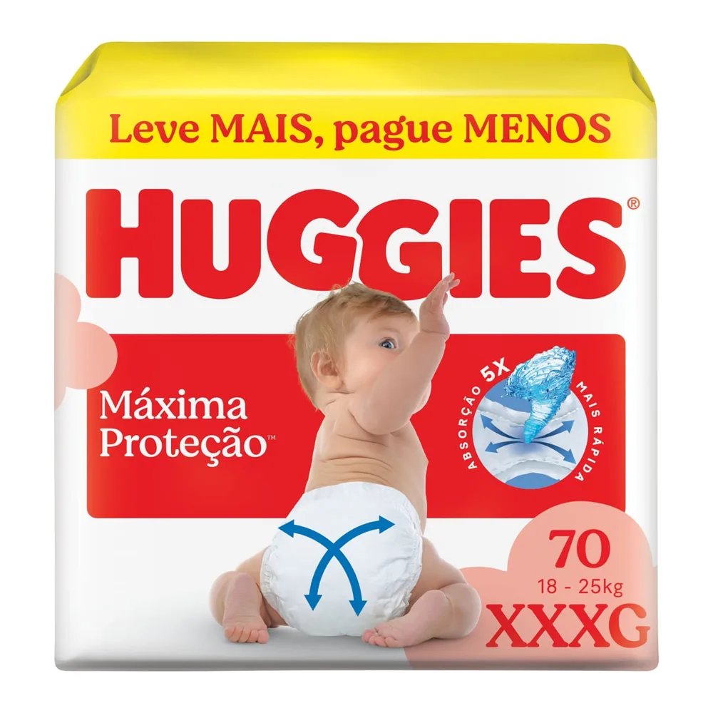 Fralda Huggies Máxima Proteção XXXG 70 Unidades