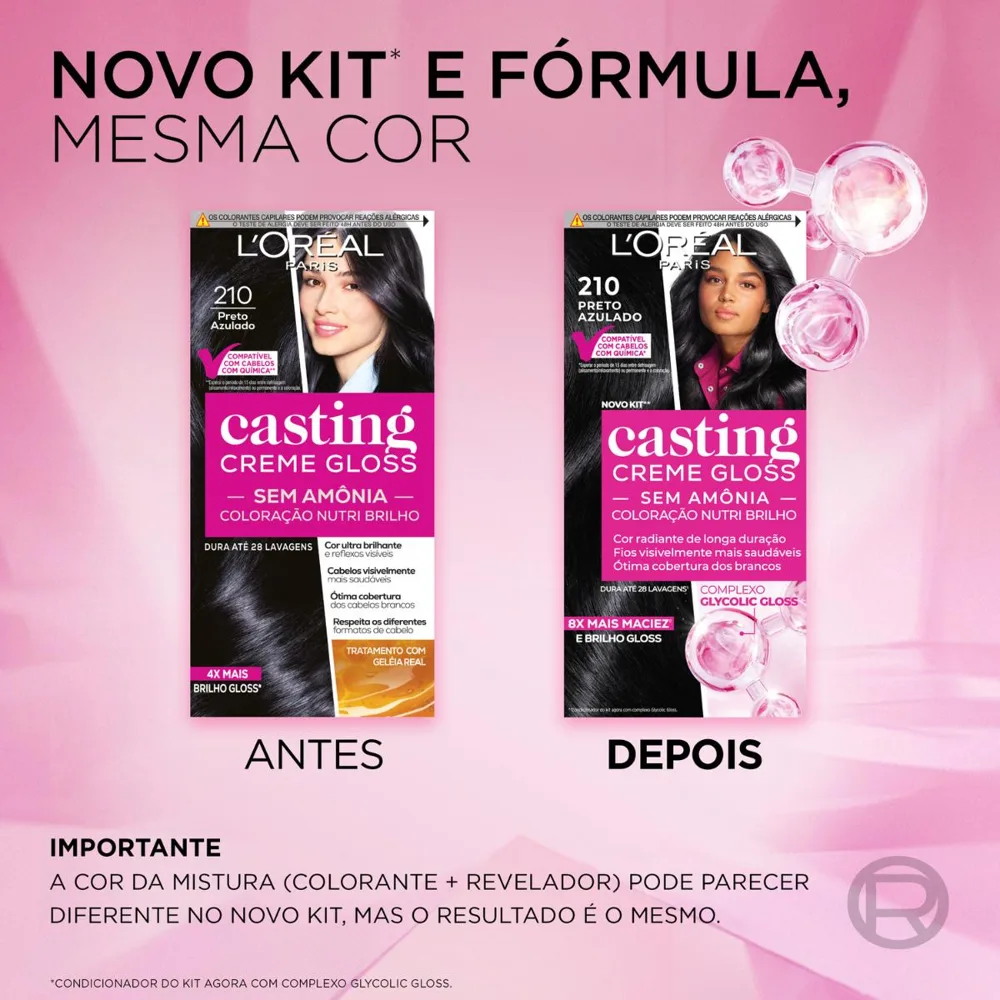 Tinta De Cabelo Casting Creme Gloss De L’oréal Paris 210 Preto Azulado 246g