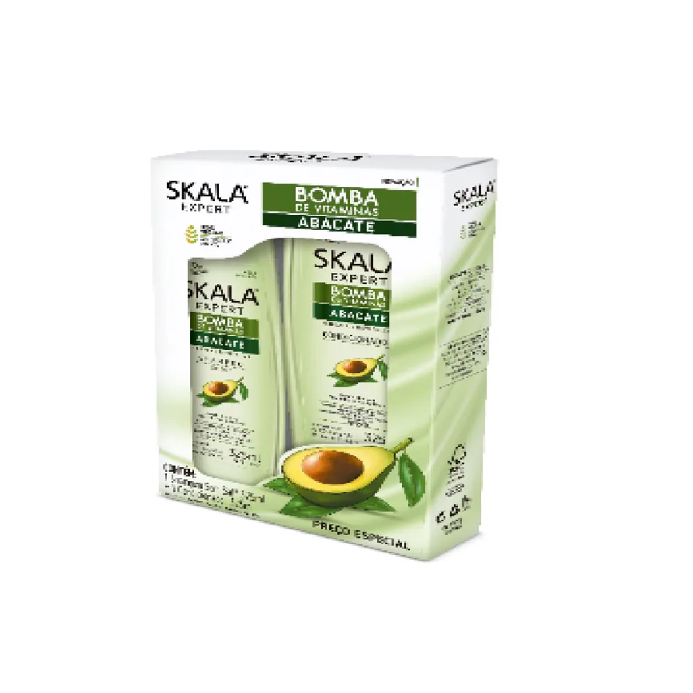 Kit Shampoo Skala Bomba de Vitaminas Abacate 325ml 1 Unidade + Condicionador Skala Bomba de Vitaminas Abacate 325ml 1 Unidade