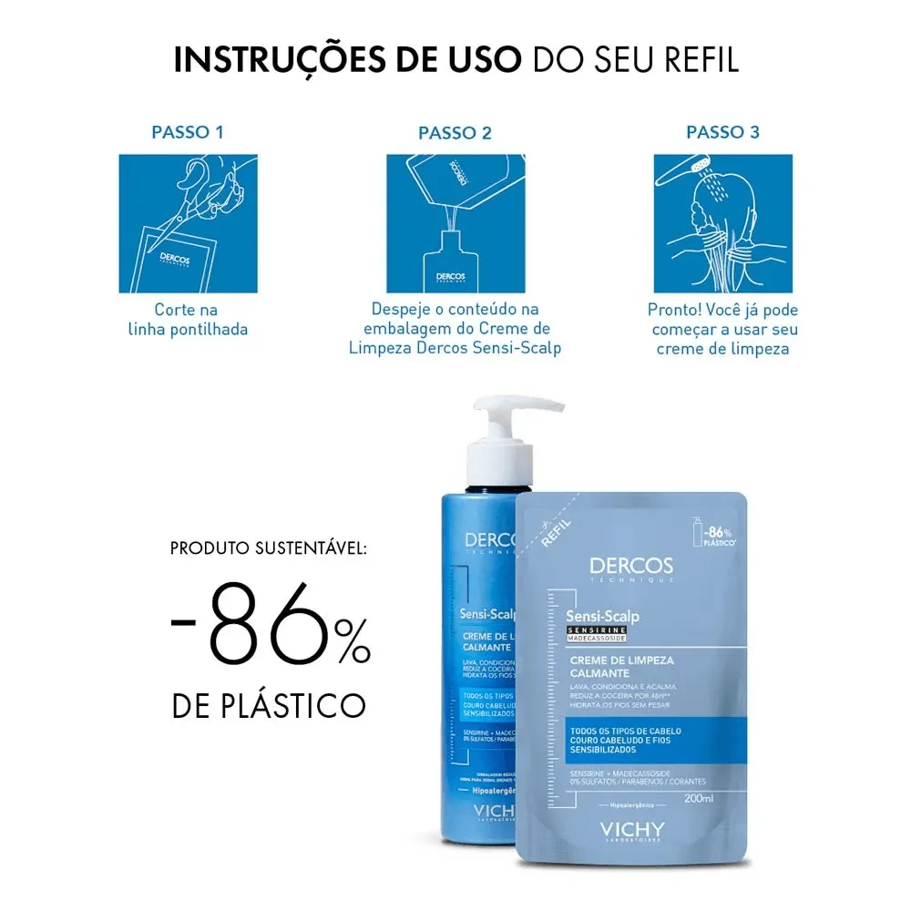 Creme de Limpeza Vichy Dercos Sensi Scalp Calmante Refil 200ml