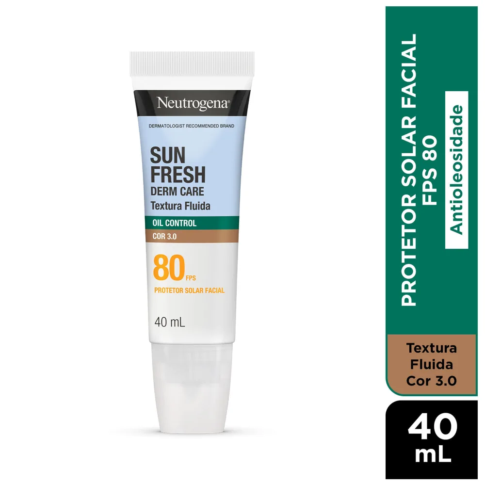 Protetor Solar Neutrogena Facial Toque Seco Com Cor 3.0 Fps80 Sun Fresh 40ml