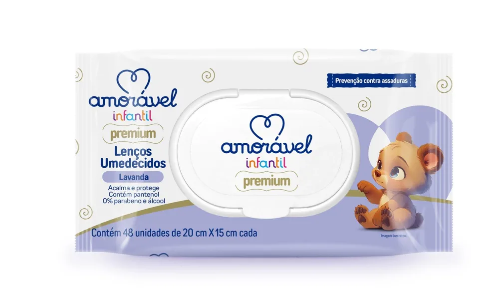 Lenço Umedecido Amorável Prevenção De Assaduras 48 Unidades