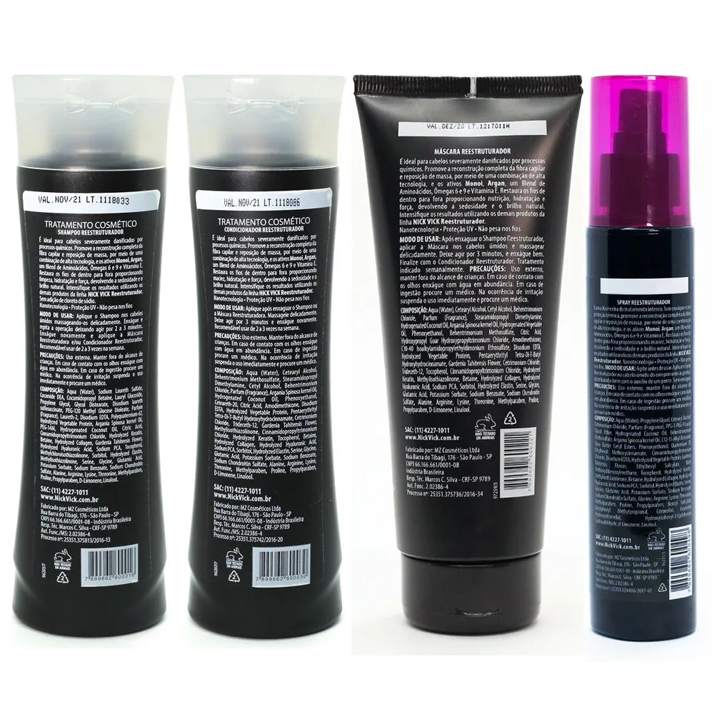 Nick Vick Reestruturador - Shampoo - Condicionador - Máscara - Spray