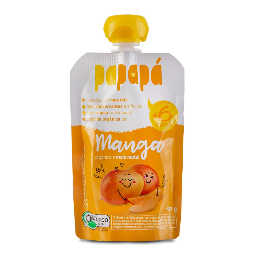 Papinha Infantil Papapá Orgânica Sabor Manga +6 meses 100g