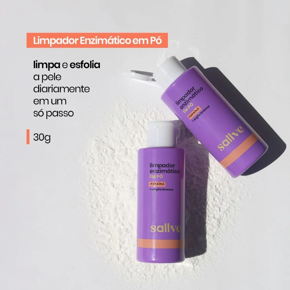Limpador Facial Sallve Enzimático Papaína e Argila Branca 30g
