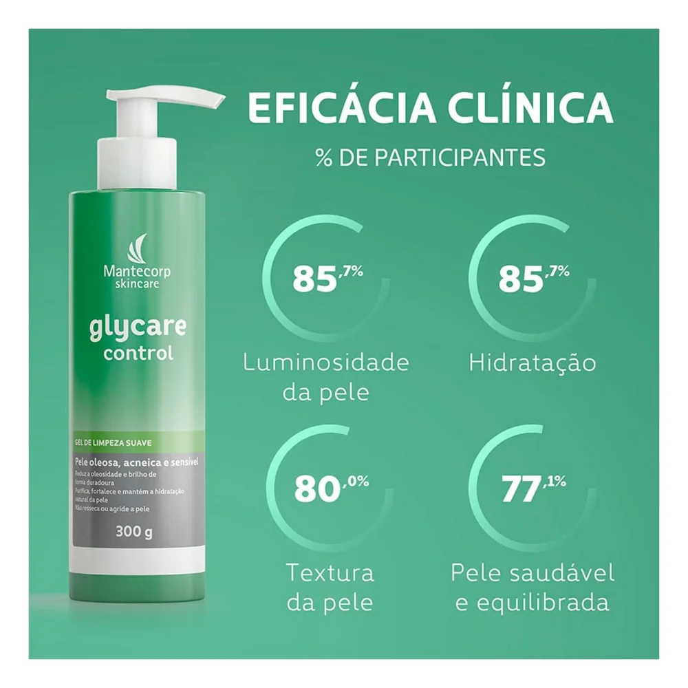 Gel de Limpeza Facial Mantecorp Skincare Glycare Control Peles Oleosas e Acneicas 300g