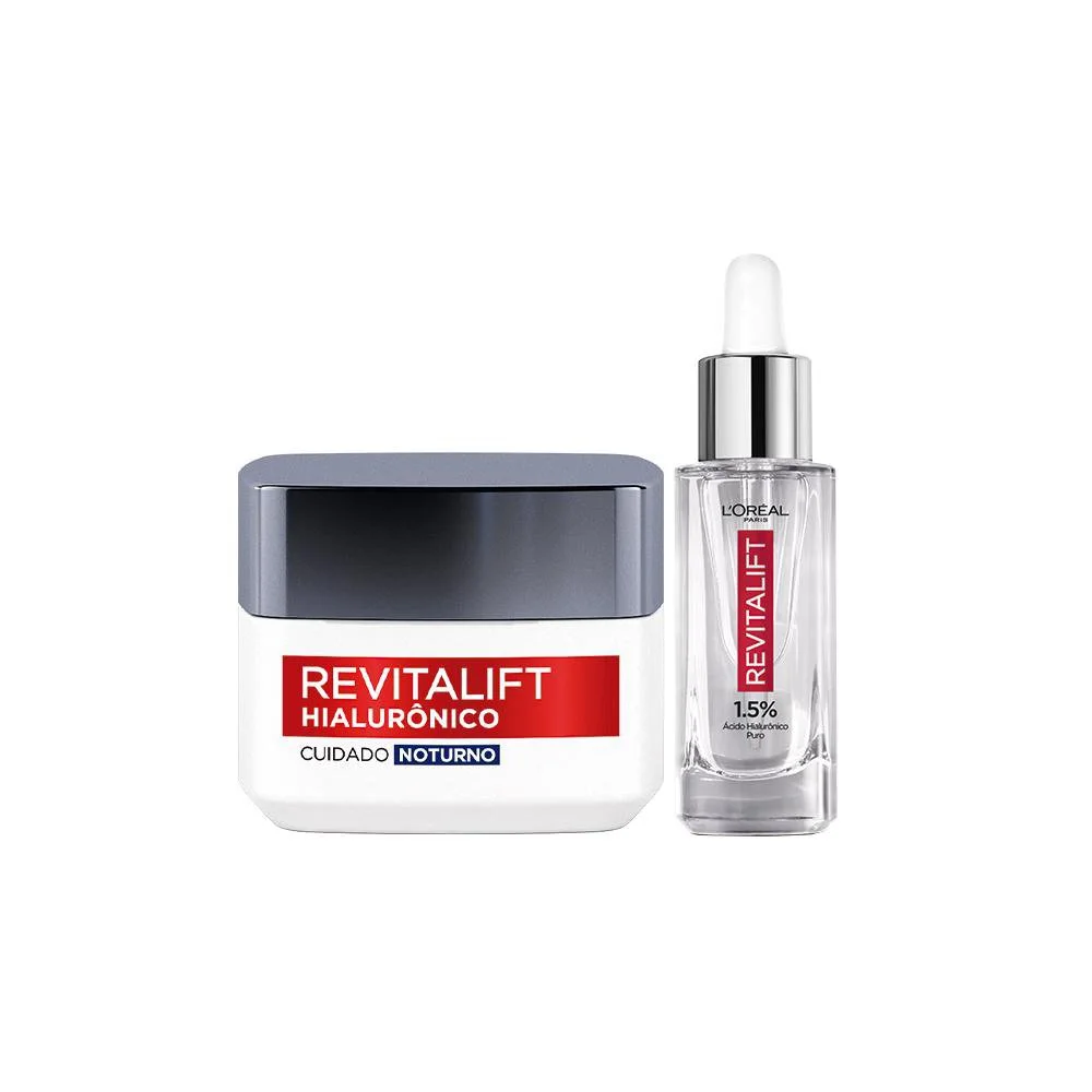 Kit Sérum Facial Preenchedor L'Oréal Paris Hialurônico 30ml 1 Unidade + Creme Hidratante Facial Noturno L'Oréal Paris Hialurônico 49g 1 Unidade