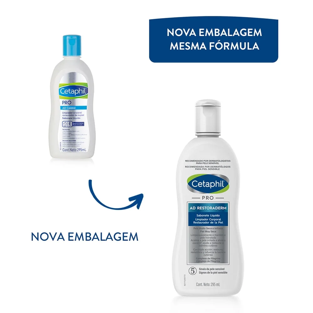 Sabonete Líquido Cetaphil Pro AD Restoraderm Peles Atópicas 295ml