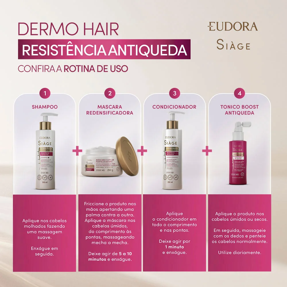 Shampoo Eudora Siàge DermoHair Resistência Antiqueda 300ml
