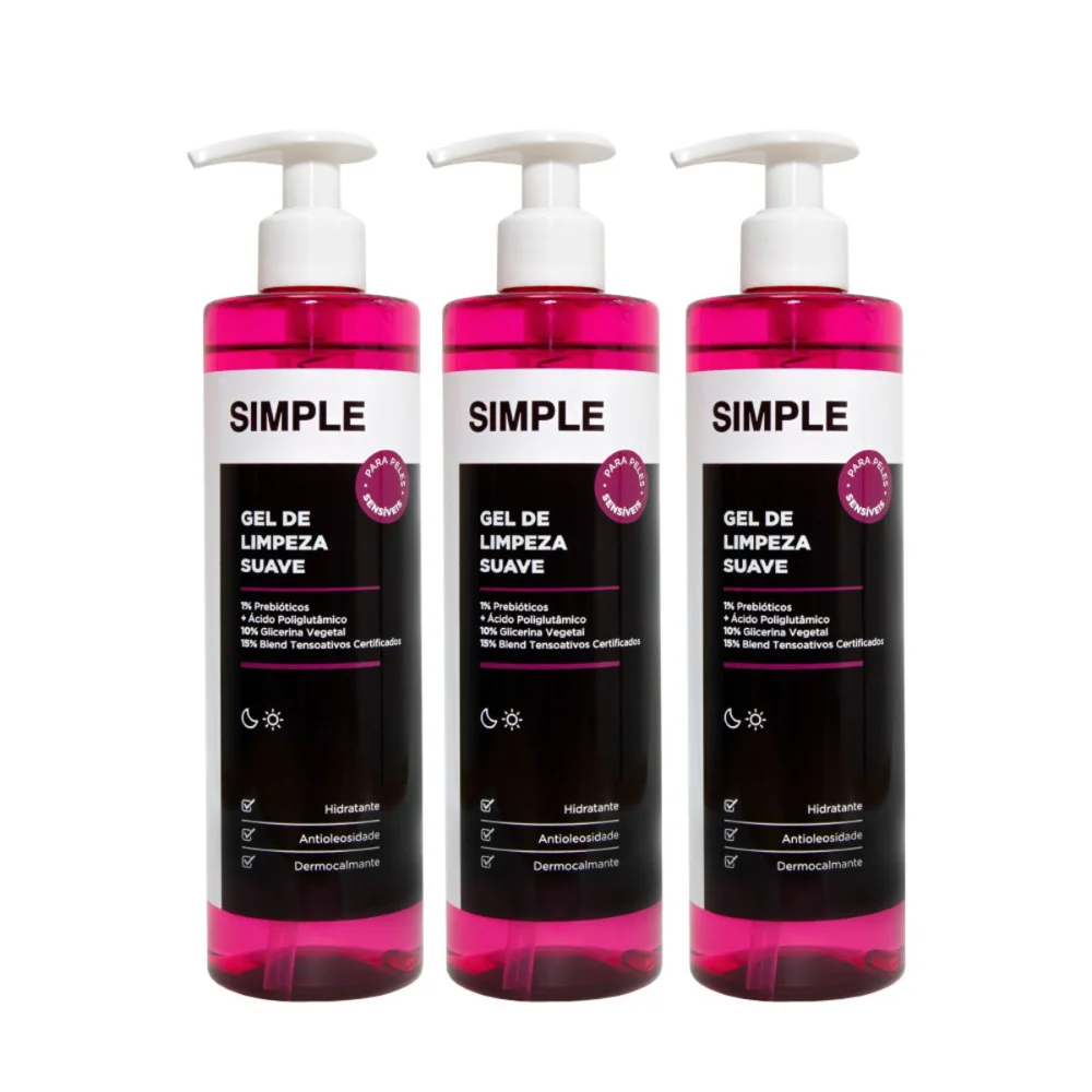 Kit Simple Organic Gel De Limpeza Facial Suave 350g 3 Unidades