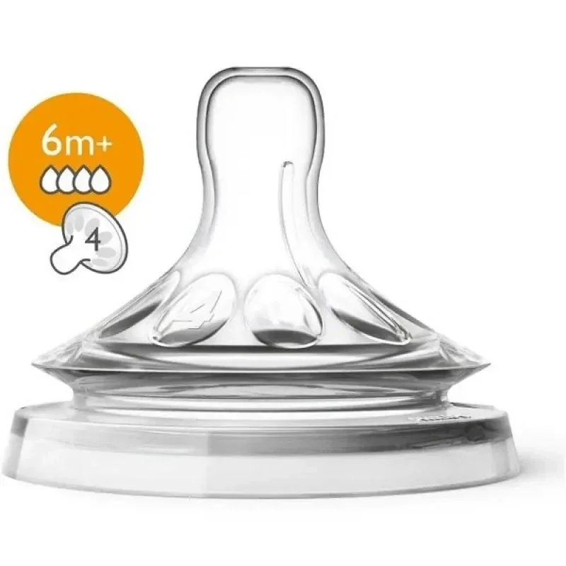 Bico para Mamadeira Philips Avent Pétala +6 meses Anticólica Silicone Tamanho 4 2 Unidades