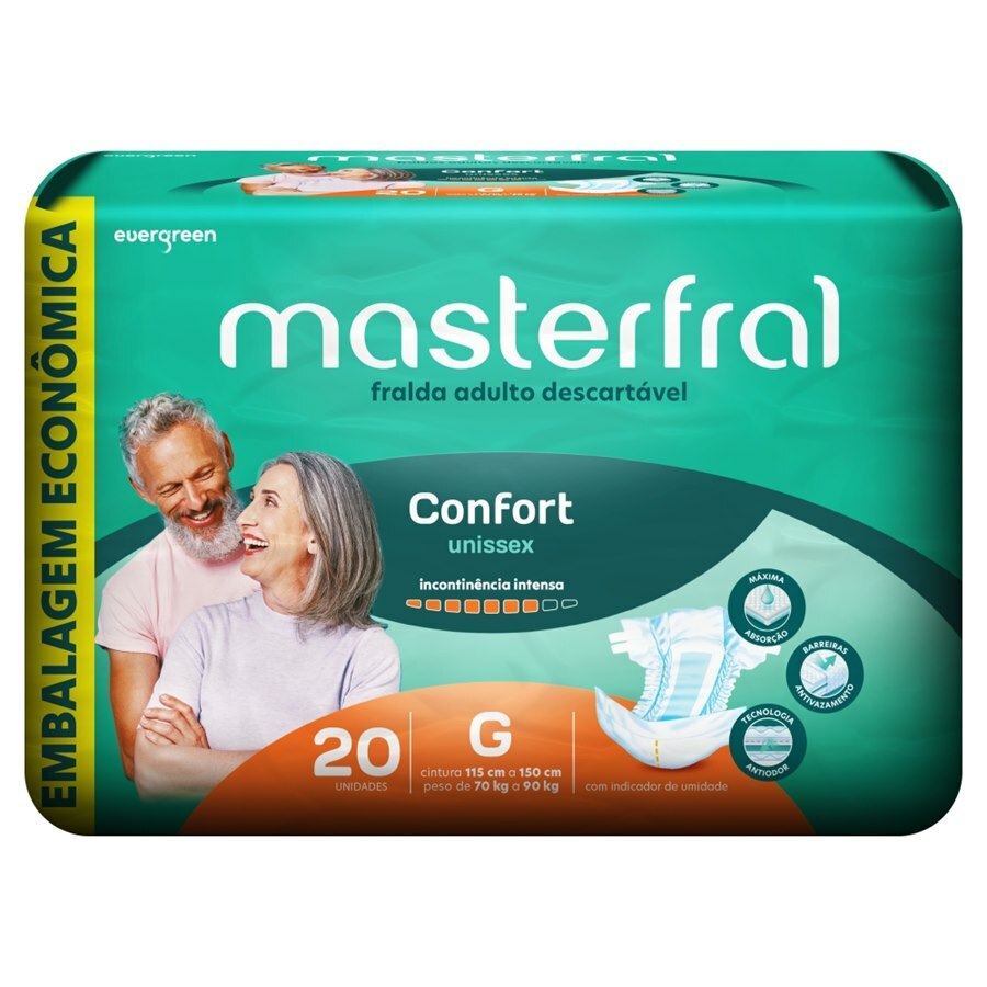 Fralda Geriátrica Masterfral Confort G - 20 Unidades