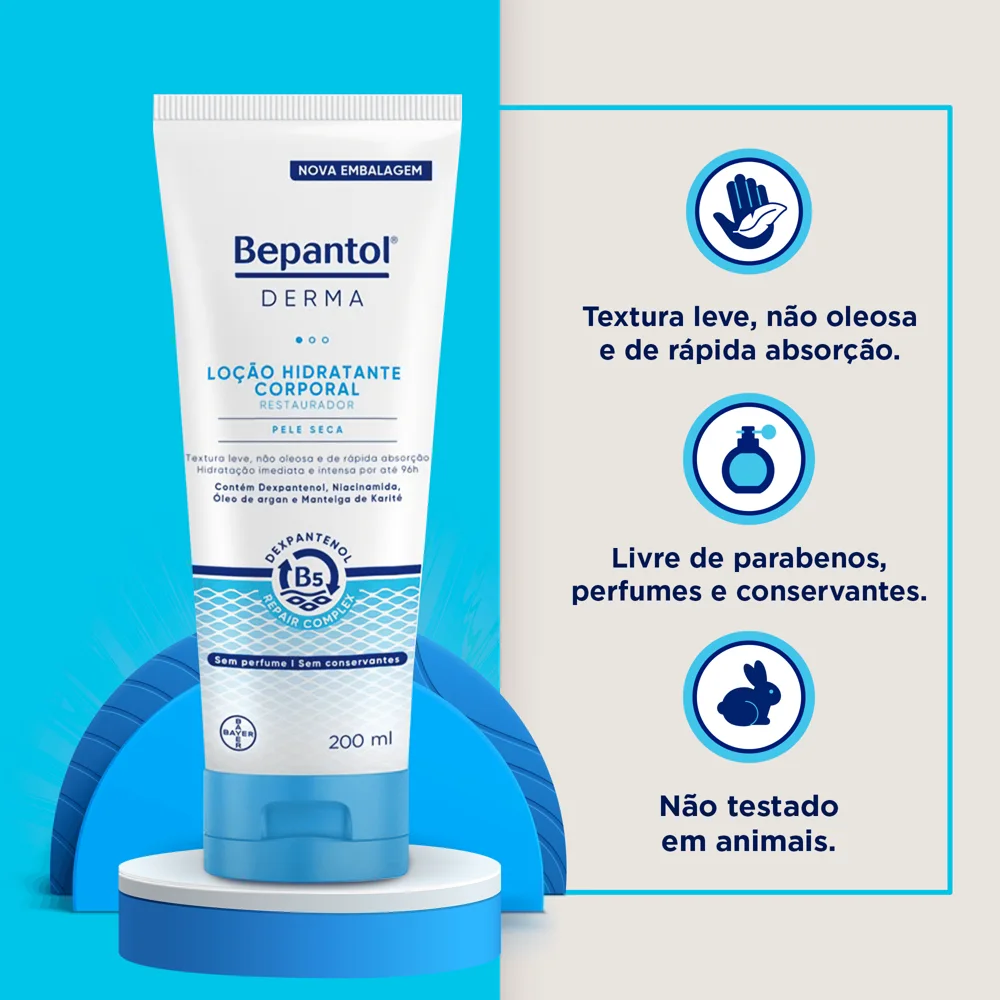 Loção Corporal Bepantol Derma Hidratante Restaurador Pele Seca 200ml