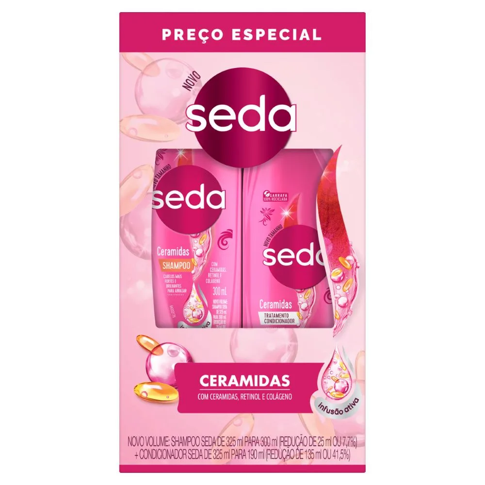 Kit Shampoo Seda Ceramidas 300ml 1 Unidade + Condicionador Seda Ceramidas 190ml 1 Unidade