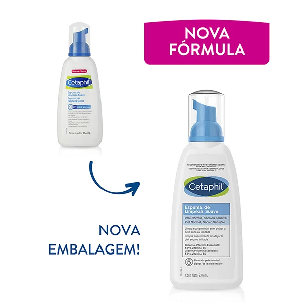 Espuma de Limpeza Facial Cetaphil Suave Pele Sensível 236ml