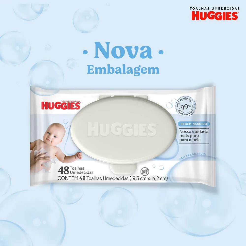 Lenços Umedecidos Huggies Recém-Nascido Sem Fragrância 192 Unidades