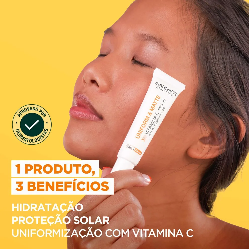 Protetor Solar Facial Garnier Uniform & Matte Hidratante Vitamina C FPS30 15g