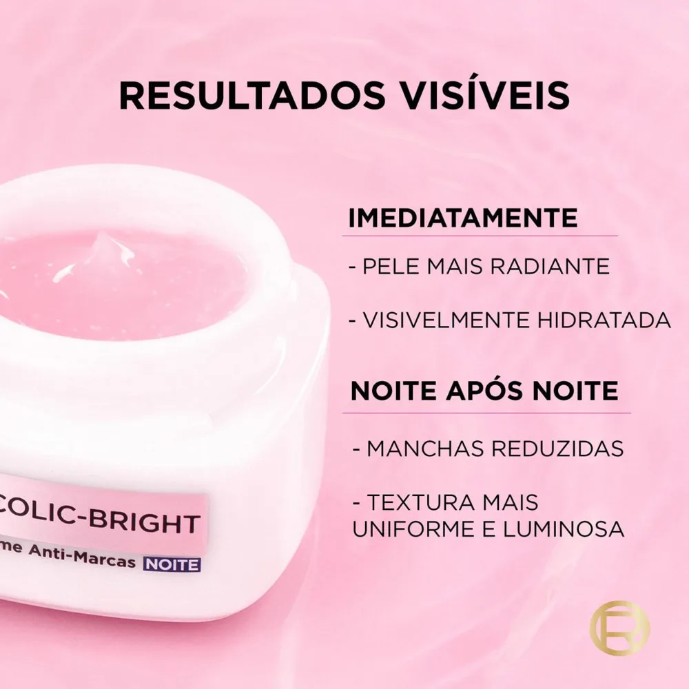 Gel Creme Facial L'Oréal Paris Glycolic Bright Antimarcas Noturno 49g