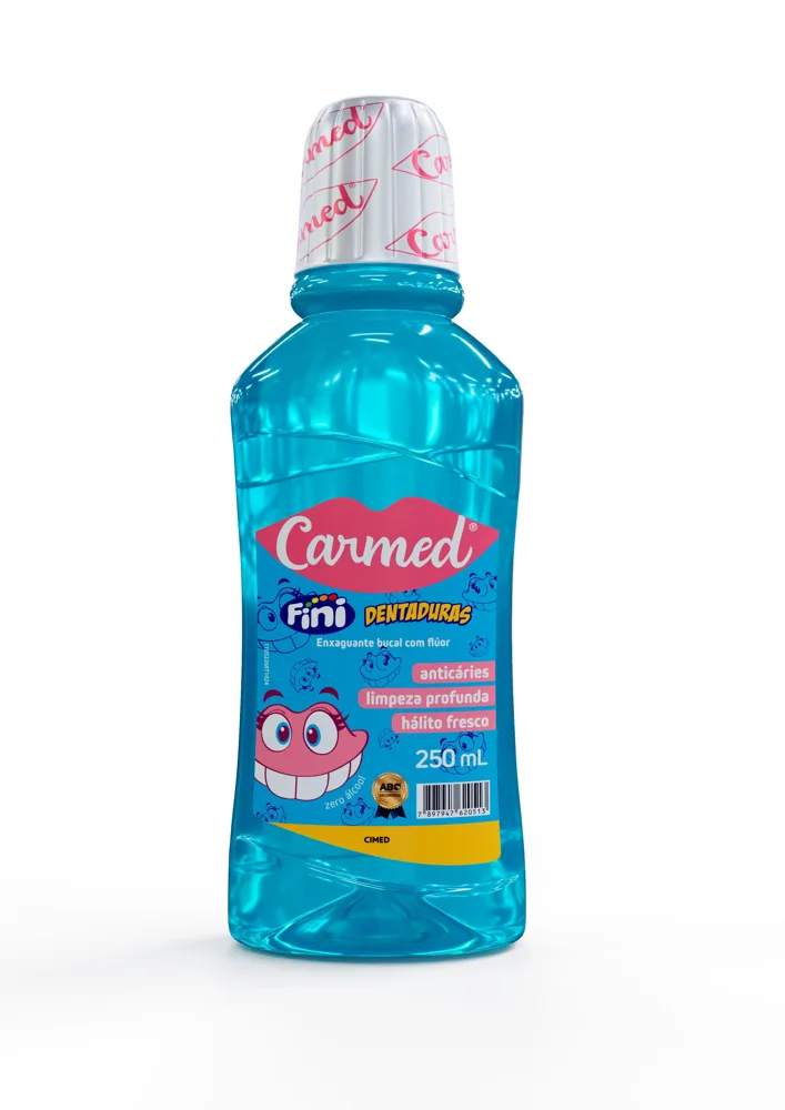 Enxaguante Bucal Carmed Fini Dentaduras com Flúor Zero Álcool 250ml