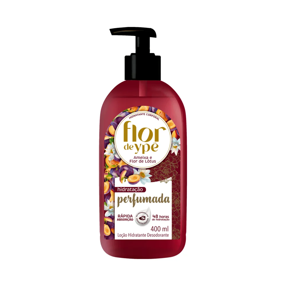 Loção Corporal Flor de Ypê Hidratante Desodorante Ameixa e Flor de Lótus 400ml