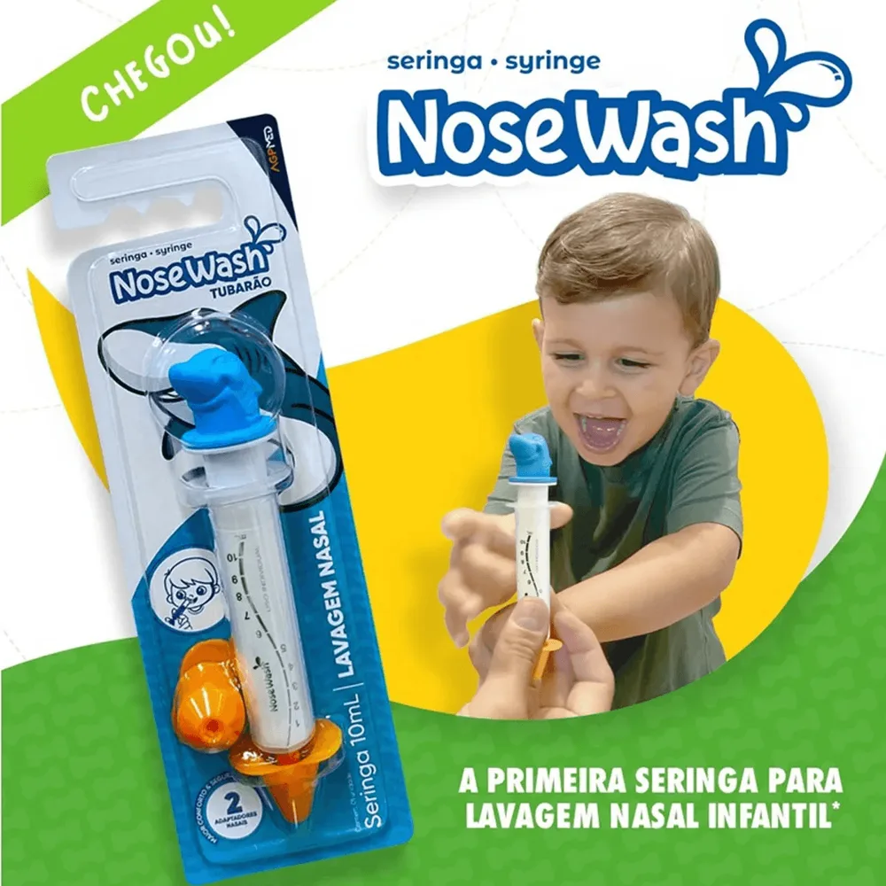 Dispositivo de Lavagem Nasal Nosewash Tubarão 10ml + 2 Adaptadores