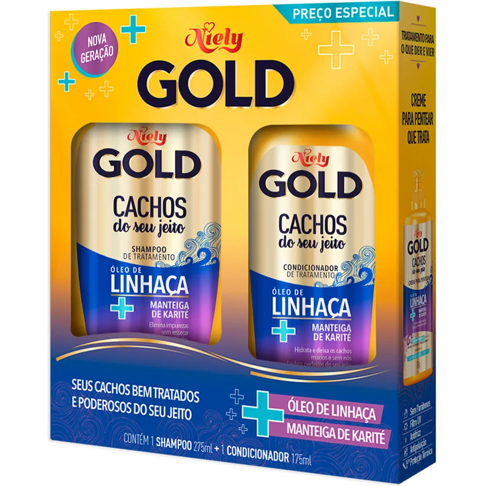 Kit Shampoo Niely Gold Cachos do Seu Jeito 275ml 1 Uni + Condicionador Niely Gold Cachos do Seu Jeito 175ml 1 Uni