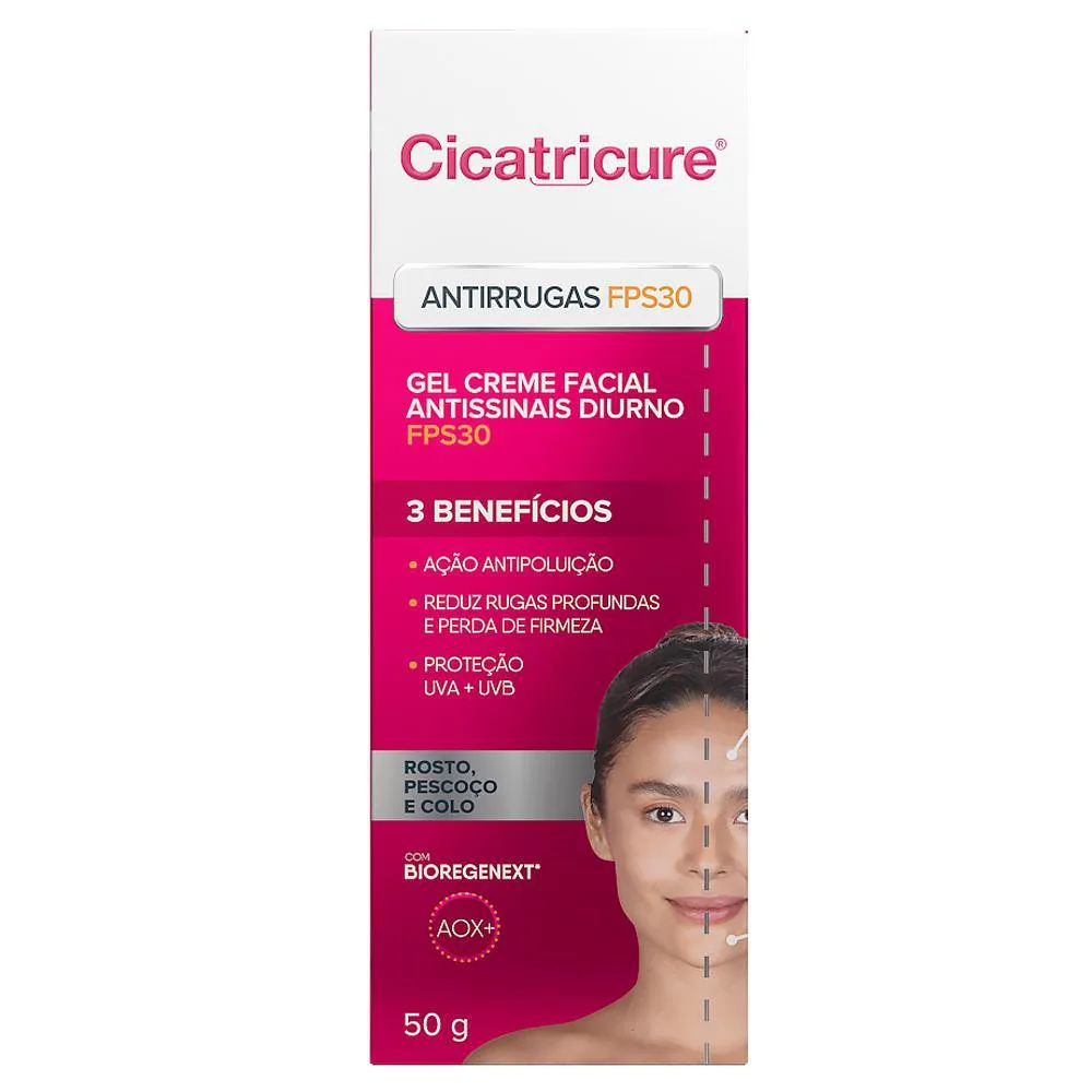 Creme Facial Cicatricure Antissinais FPS 30 50g